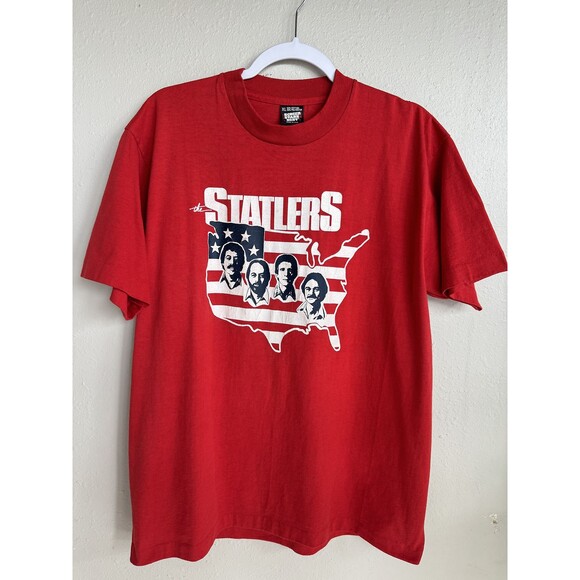 The Statlers Red Vintage T-shirt 90s Music Group Band Country Statler Brothers - Picture 1 of 6